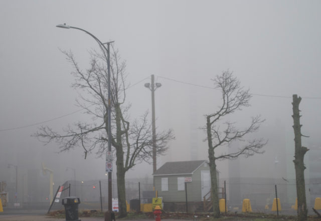 Foggy parking lot