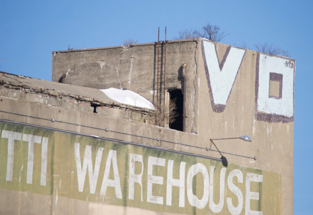 Graffiti on decaying warehouse