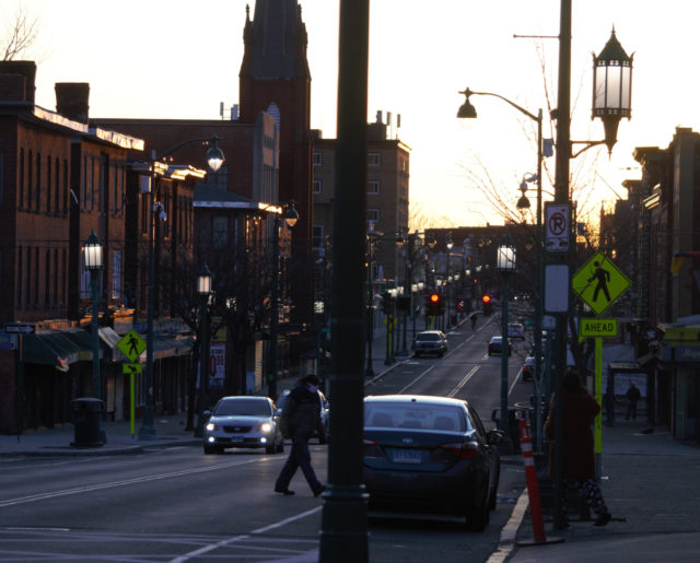 People out on Park Street at the crack of dawn