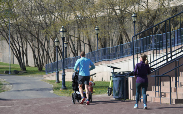 People walking in park 