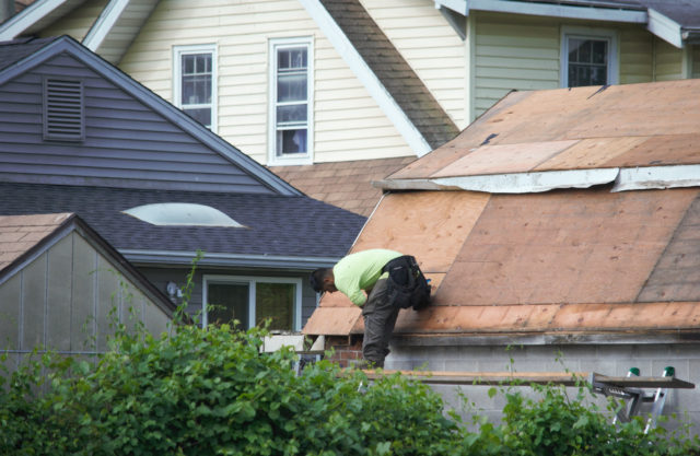 Person working on a roof